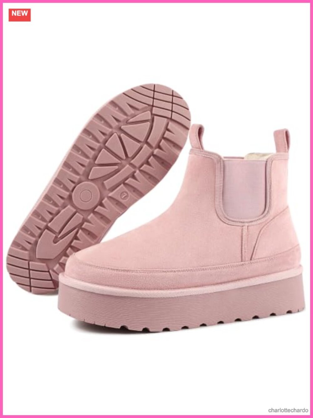 Faux Suede Platform Chelsea Boots Winter Ankle Booties